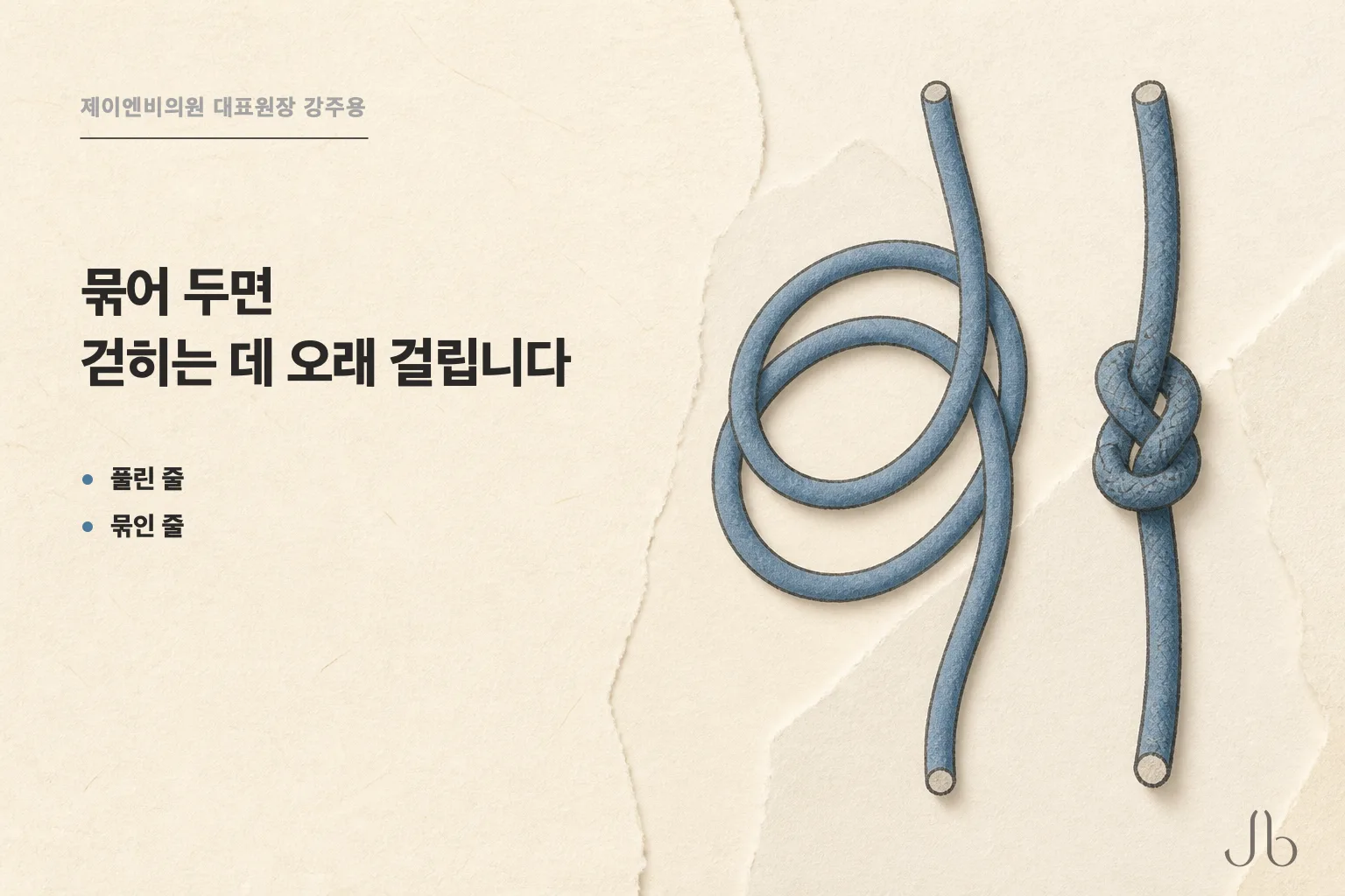 느슨하게 감긴 줄과 단단히 묶인 줄을 나란히 놓아 가교의 차이를 보여 주는 필러 재료 도식